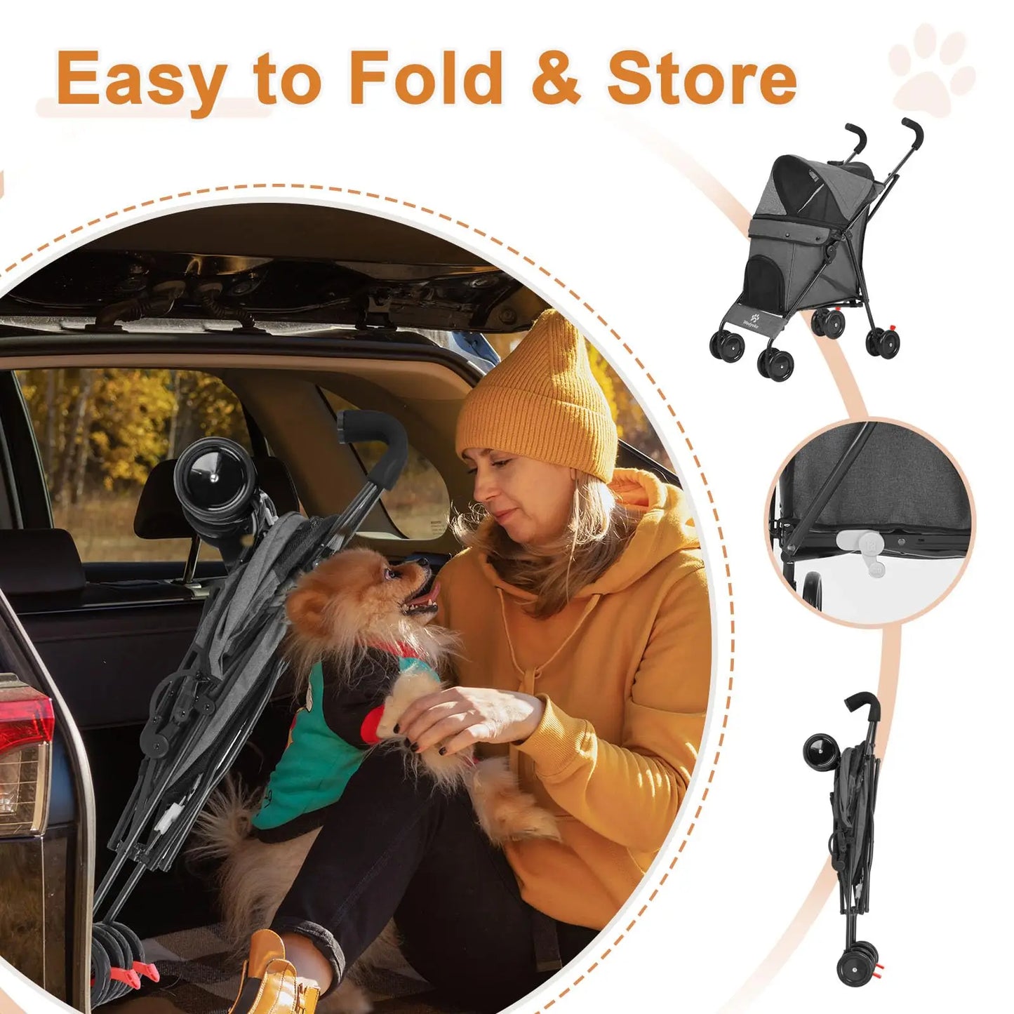 Travel Portable Dog Stroller For Pets Foldable And Easy Transport