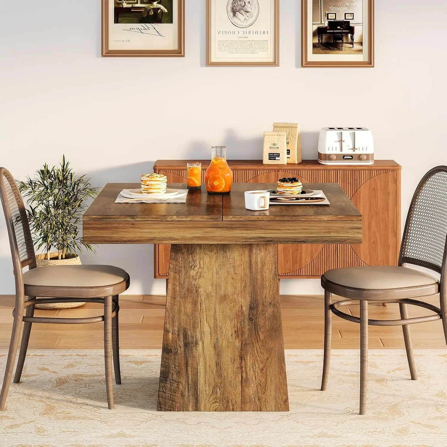 Tribesigns Dining Table For Four With Pedestal Base