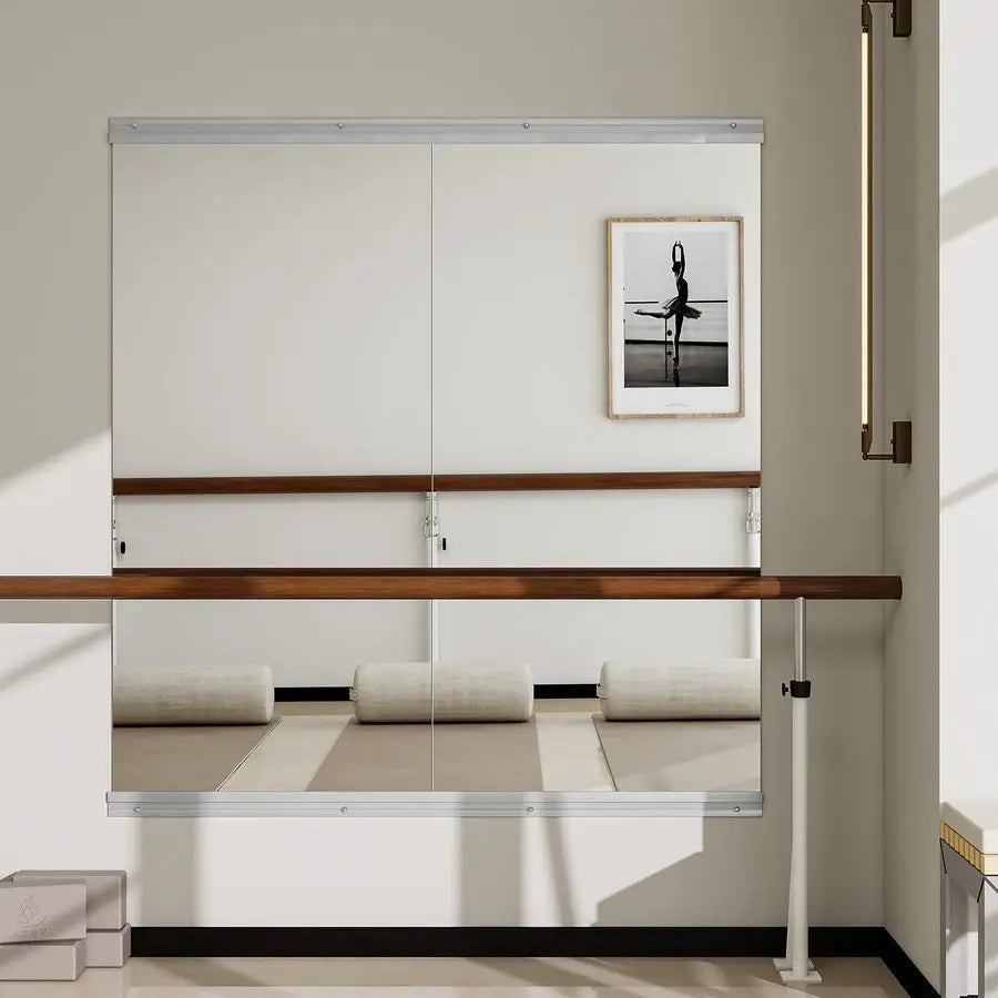 Home Gym Mirror 2 PCS 2448 inches, Large Wall Mounted Frameless Full Length Body Mirror for Dancing Studio, Exercise, Fineness,