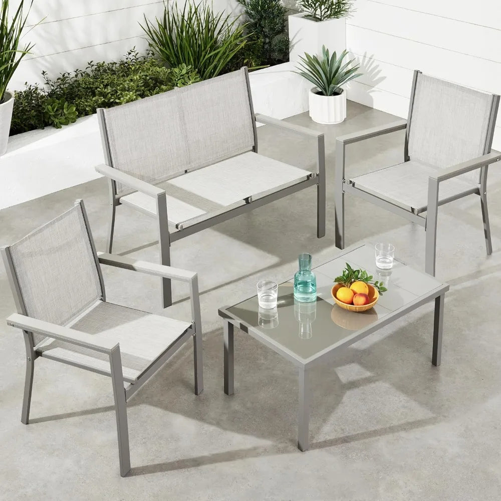 XMSJ 4-Piece Outdoor Textilene Patio Conversation Set