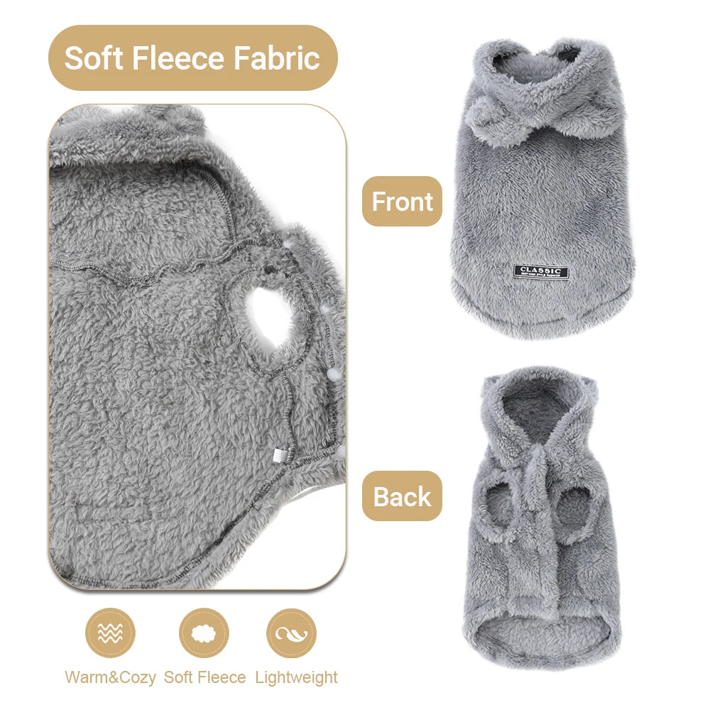 Holapet Soft Fleece Hoodie Coat For Small Medium Dogs Cats