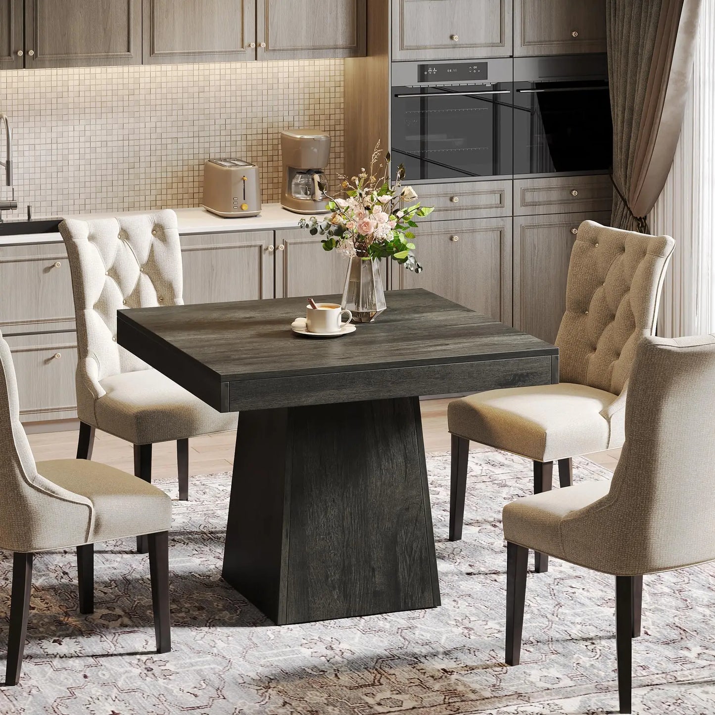 Tribesigns Dining Table For Four With Pedestal Base