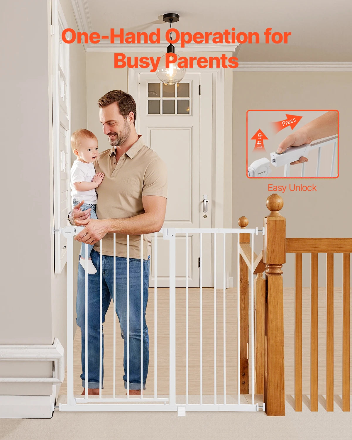 SucceBuy Baby Gate Easy Step Walk Thru Pressure Mount Kit