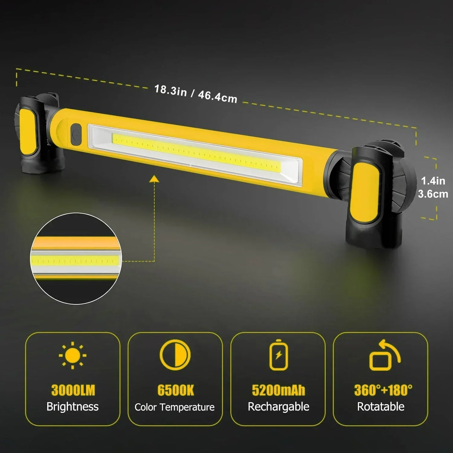 Emergency Magnetic Work Light for Car Undercarriage Repairs