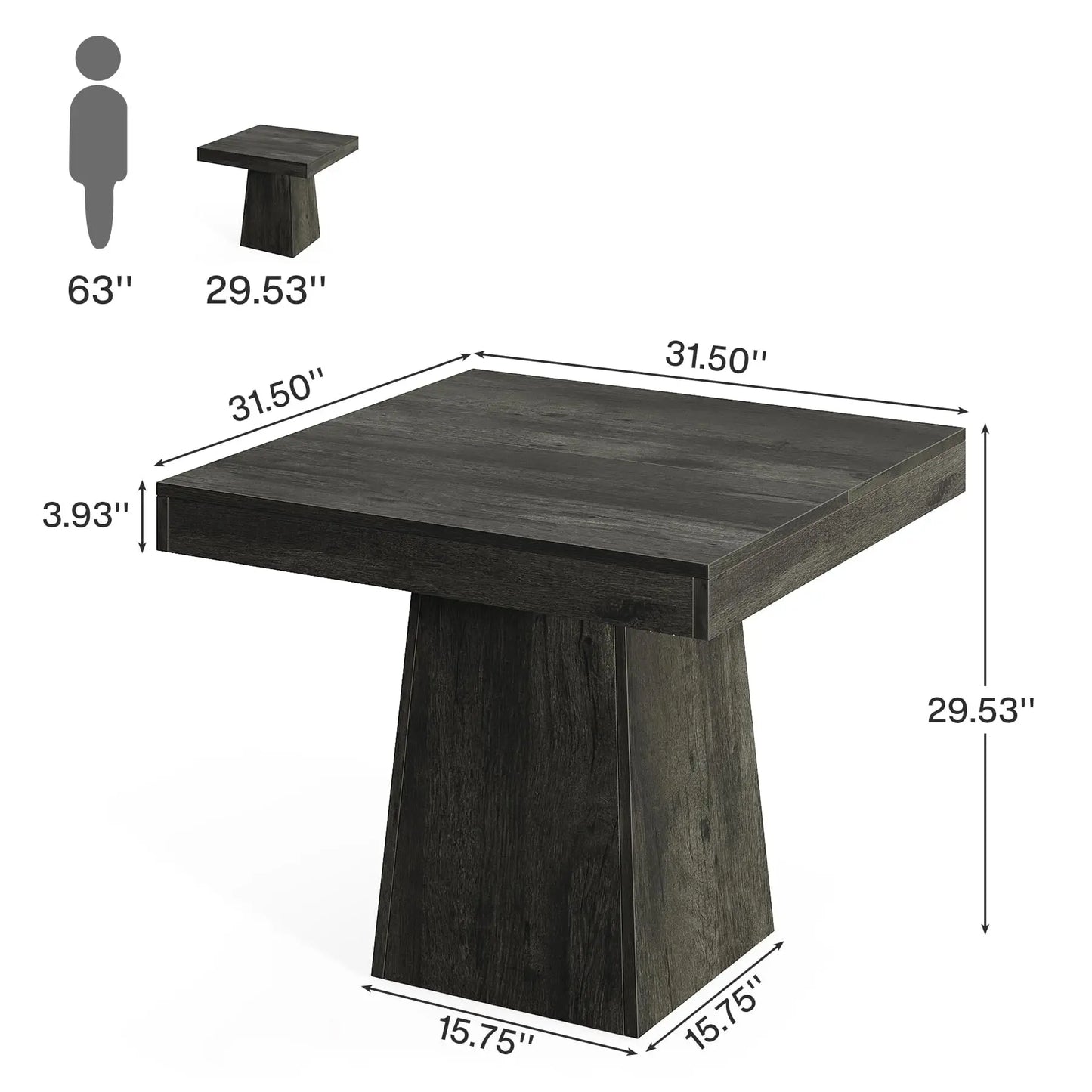 Tribesigns Dining Table For Four With Pedestal Base
