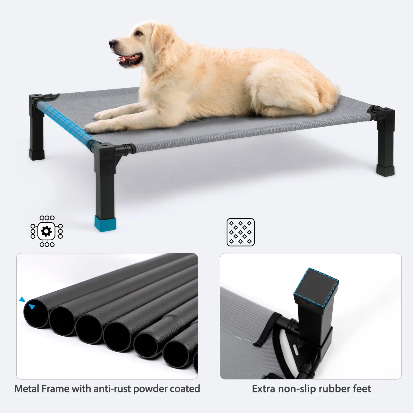 Elevated Dog Bed With Cooling Breathable Mesh And Metal Frame