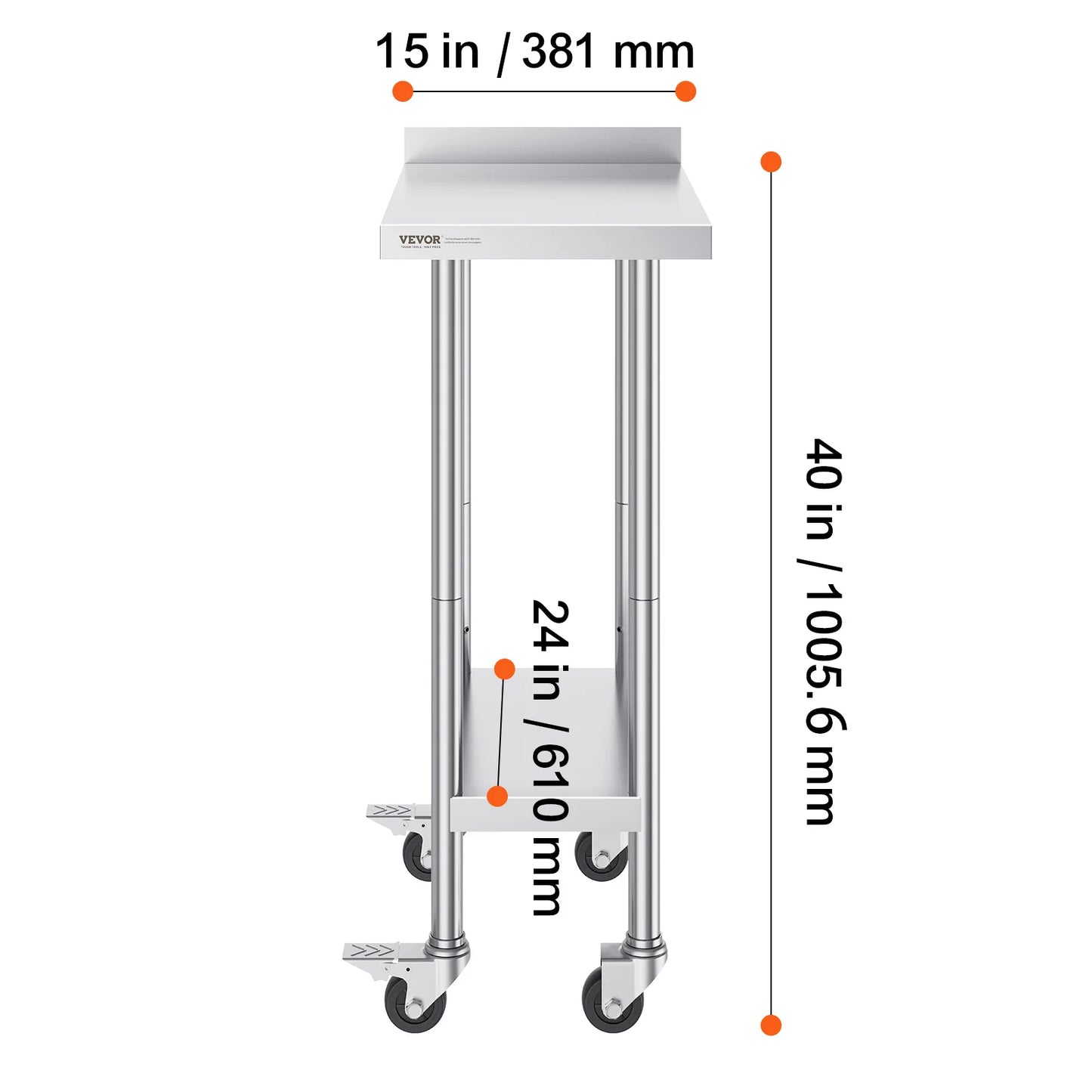 SucceBuy Stainless Steel Commercial Food Prep Table With Casters