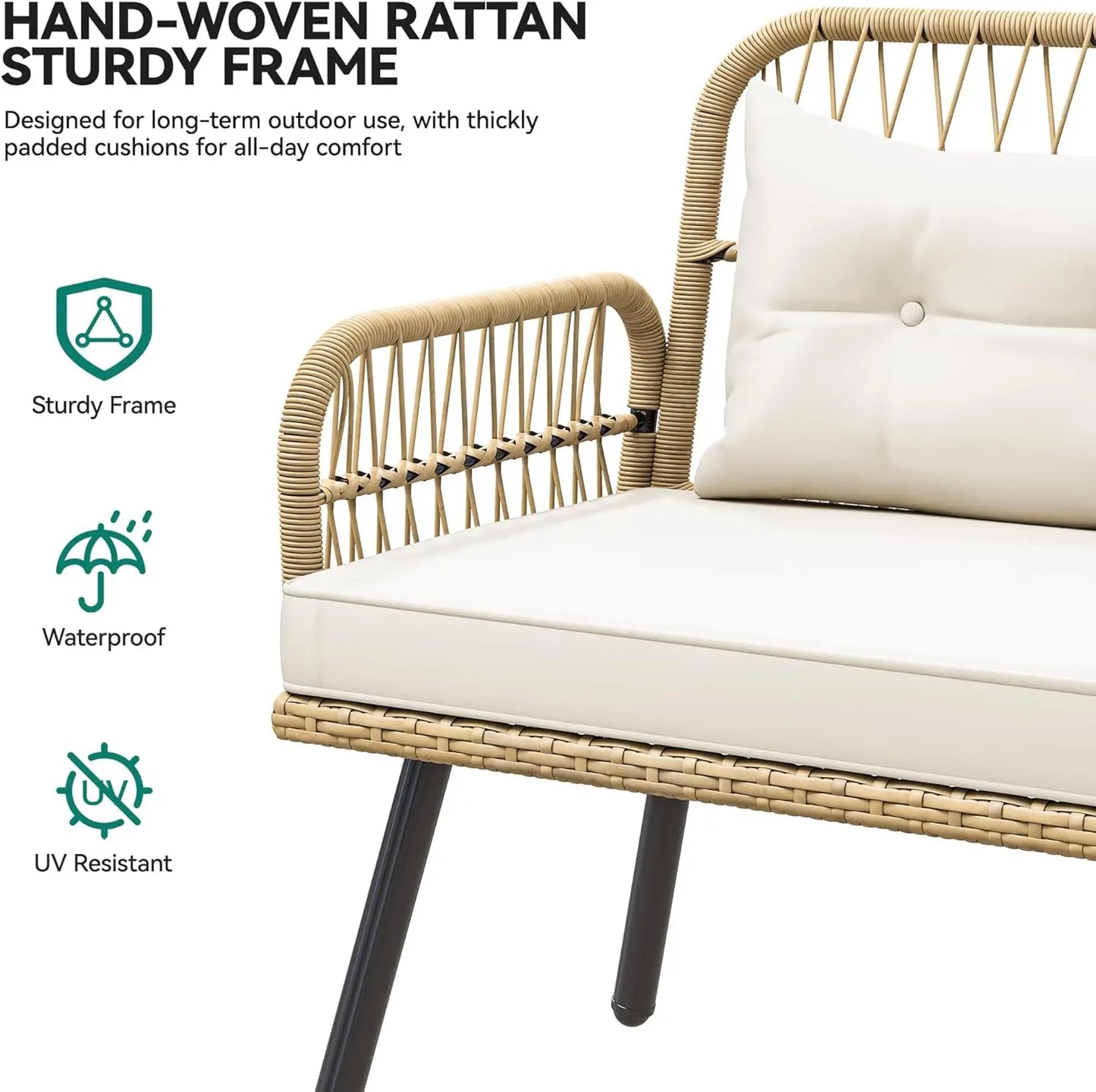 Patio Wicker L Shaped Outdoor Furniture Set With Cushions